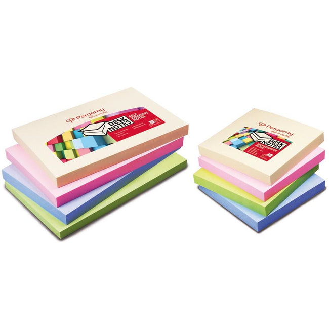 Pergamie - Notes de pergamie, ft 76 x 127 mm, 4 couleurs pastel assorties, paquet de 12 blocs