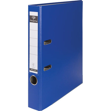 Pergamy - raccoglitore, per ft A4, in PP e carta, con bordo protettivo, dorso di 5 cm, blu