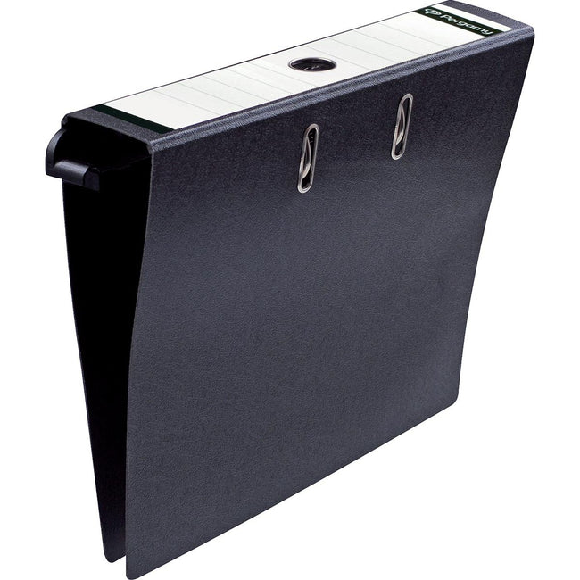 Pergamy - hanging file folder, ft A4, 2 pockets, cardboard, spine of 8 cm, black