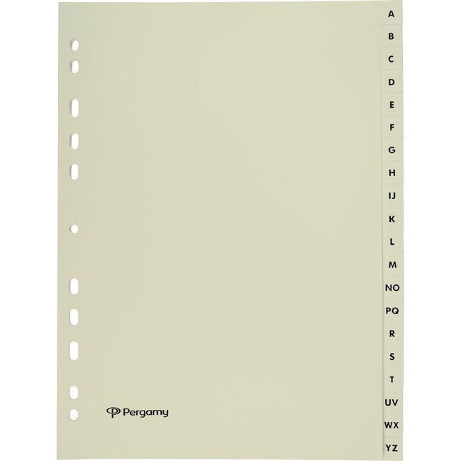 Pergamy - Pergamy tabbladen, ft A4, uit karton, A-Z, 11-gaats perforatie, beige