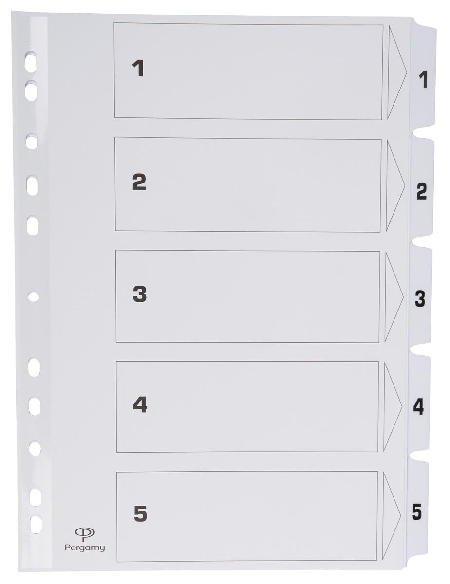 Pergamie-Profi-Registerkarten mit Indexblatt, Ft A4, 11-Loch-Spervierung, Karton, Set 1-5