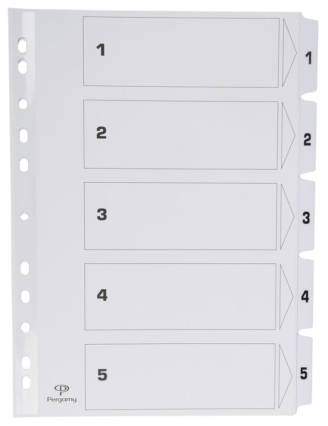 Pergamy - Pergamy tabbladen met indexblad, ft A4, 11-gaatsperforatie, karton, set 1-5