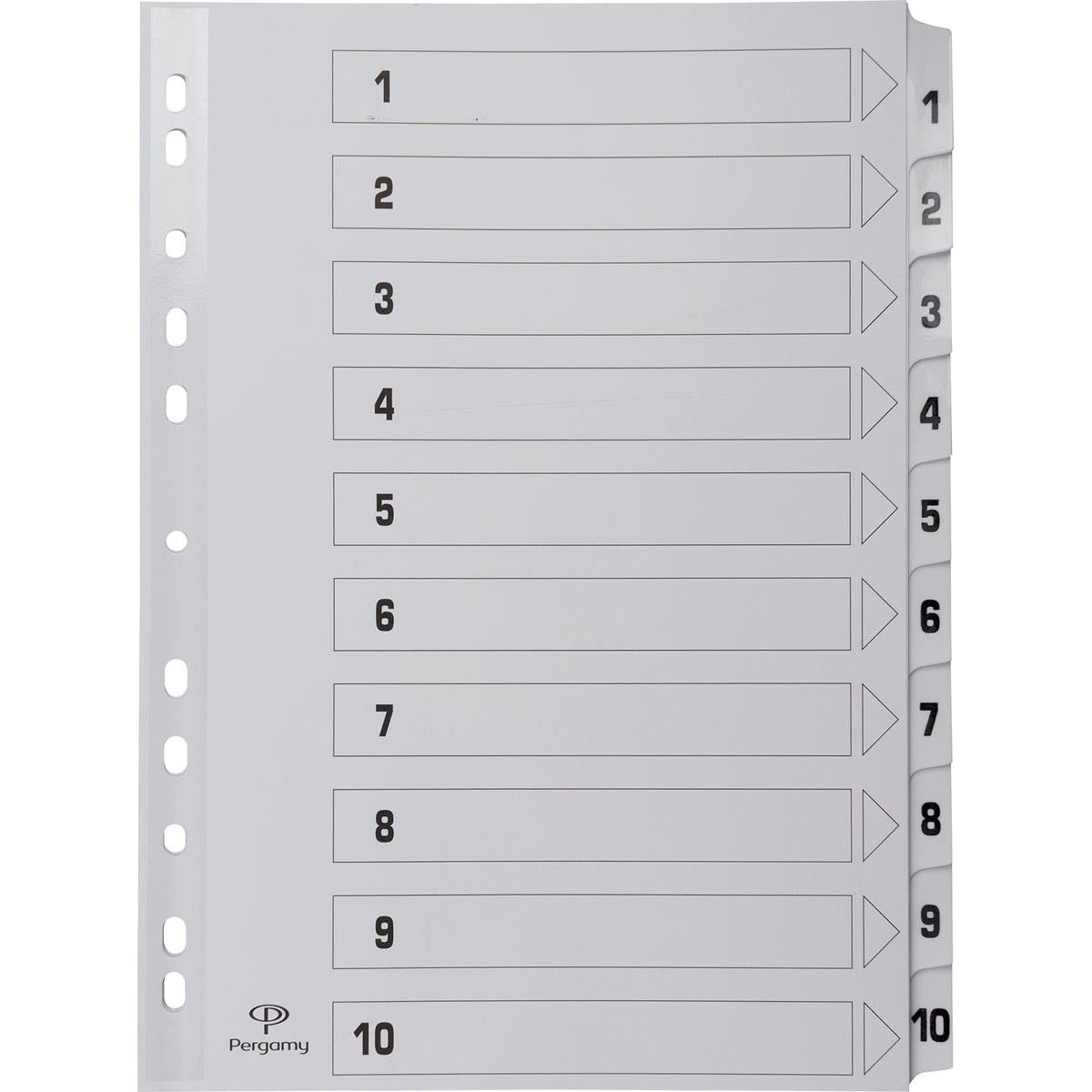 Pergamy - Pergamy tabbladen met indexblad, ft A4, 11-gaatsperforatie, karton, set 1-10
