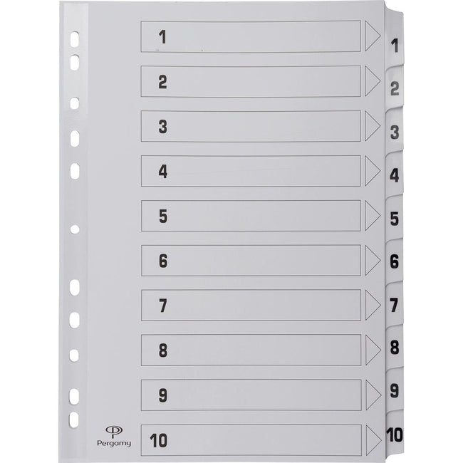 Pergamy - Pergamy tabbladen met indexblad, ft A4, 11-gaatsperforatie, karton, set 1-10