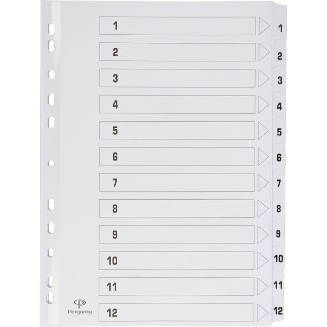 Pergamy - Pergamy tabbladen met indexblad, ft A4, 11-gaatsperforatie, karton, set 1-12