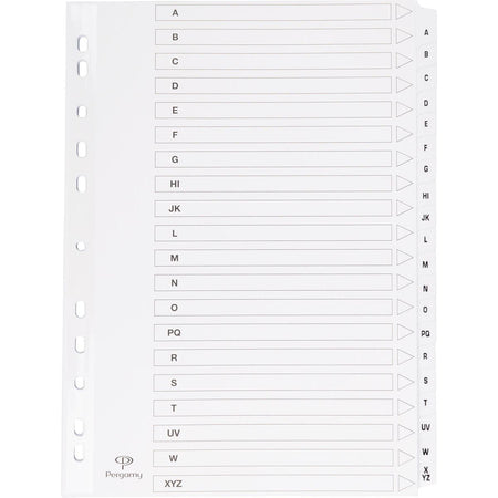 Pergamy -   tabbladen met indexblad, ft A4, 11-gaatsperforatie, A-Z met 20 tabs