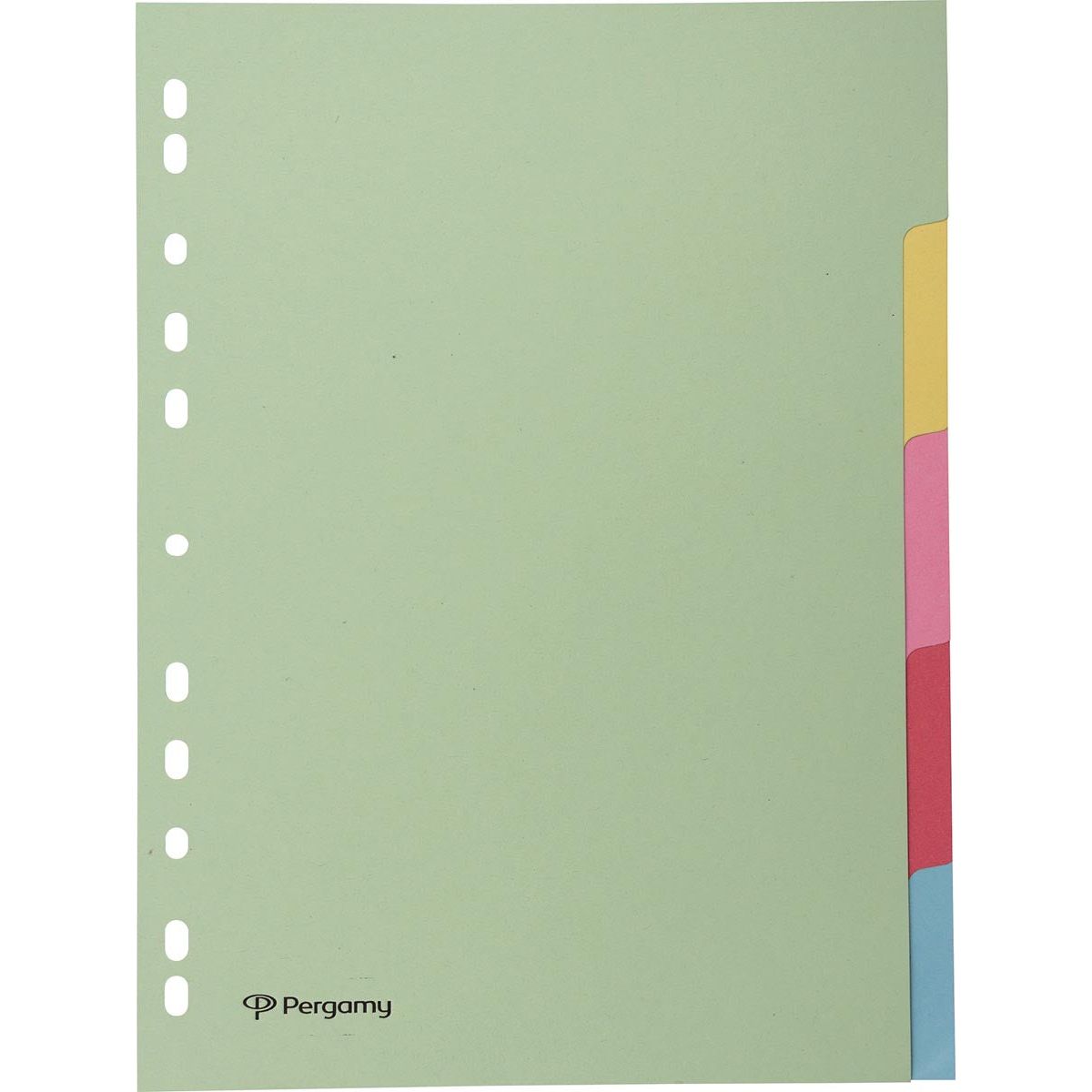 Pergamy - Pergamy tabbladen ft A4, 11-gaatsperforatie, karton, geassorteerde pastelkleuren, 5 tabs