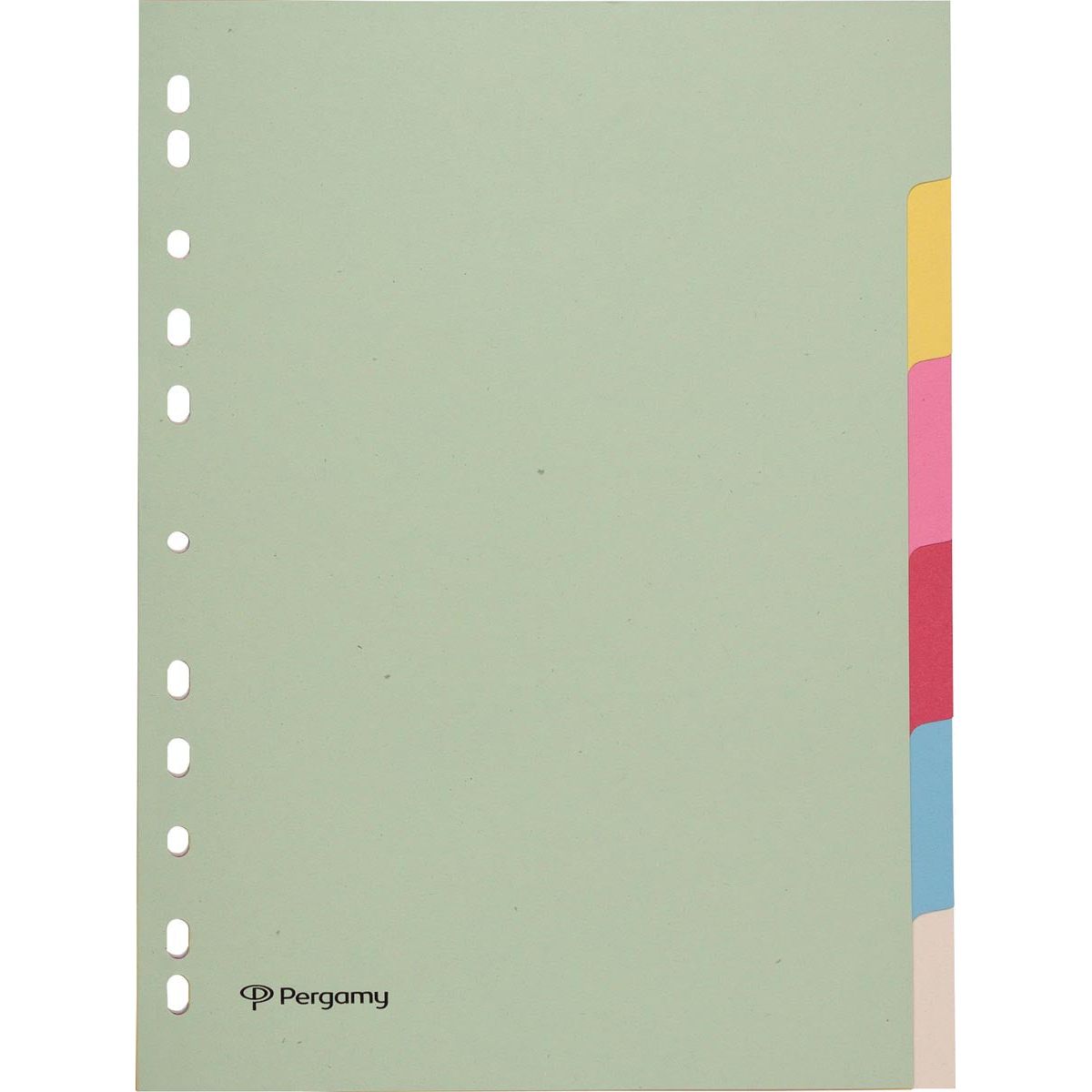 Pergamy - Pergamy tabbladen ft A4, 11-gaatsperforatie, karton, geassorteerde pastelkleuren, 6 tabs