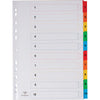 Pergamy -   tabbladen met indexblad, ft A4, 11-gaatsperforatie, geassorteerde kleuren, set 1-10