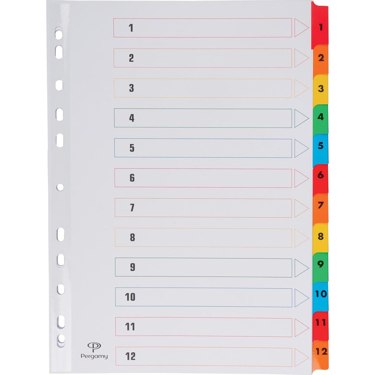 Pergamie-Pergamie-Registerkarten mit Indexblatt, ft A4, 11-lohe-Speration, verschiedene Farben, Set 1-12