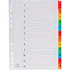 Pergamy -   tabbladen met indexblad, ft A4, 11-gaatsperforatie, geassorteerde kleuren, set 1-12