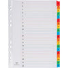 Pergamy -   tabbladen met indexblad, ft A4, 11-gaatsperforatie, geassorteerde kleuren, A-Z 20 met tabs