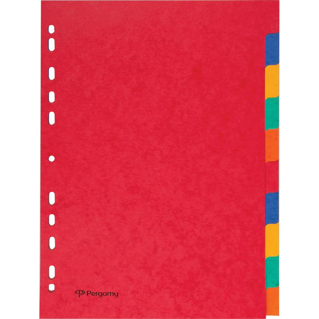 Pergamy - Pergamy tabbladen ft A4, 11-gaatsperforatie, stevig karton, geassorteerde kleuren, 10 tabs