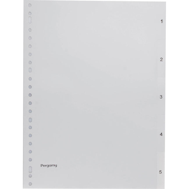 Pergamie - Registerblätter, ft A4, 23-Loch-Perforation, graues PP, Set 1-5