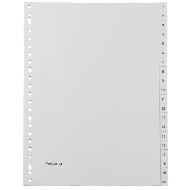 Pergamie - Registerblätter, ft A4, 23-Loch-Perforation, graues PP, Set 1-20