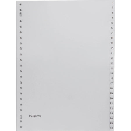 Pergamy - onglets, pi A4, perforation 23 trous, PP gris, jeu 1-52