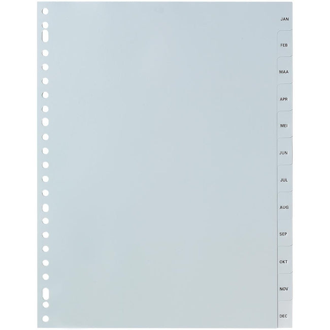 Pergamie – Registerblätter, ft A4, 23 Lochung, graues PP, Januar–Dezember
