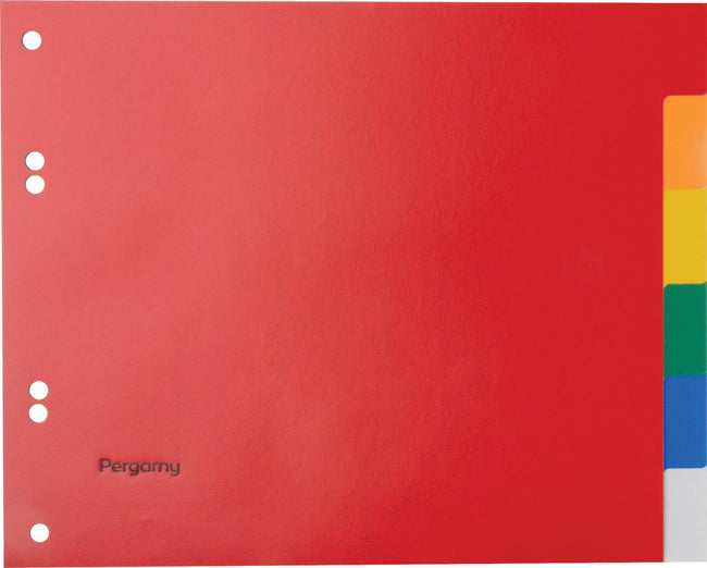 Pergamy - Pergamy tabbladen, ft A5, 6-gaatsperforatie, PP, 6 tabs in geassorteerde kleuren