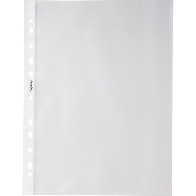 Pergamy - sac de présentation perforé, ft A4, perforation 11 trous, PP grainé de 60 microns, paquet de 100 pièces