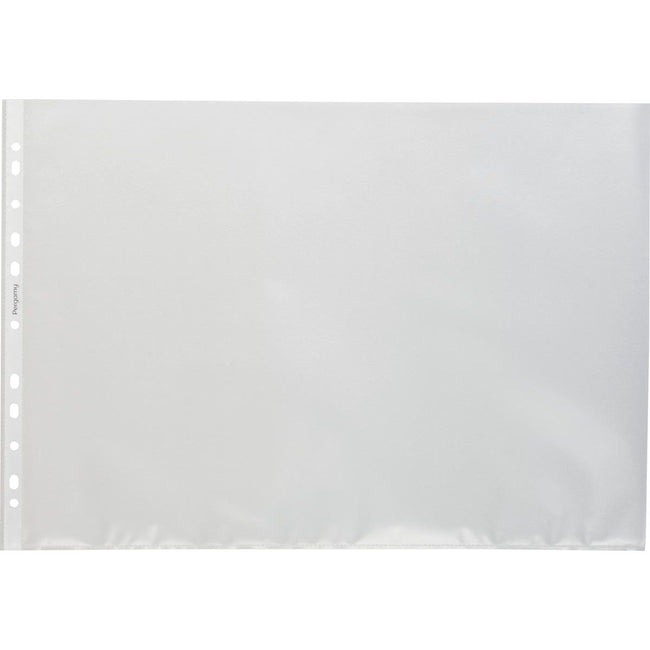 Pergamy - sac de présentation perforé, ft A3 paysage, perforation 11 trous, PP grainé, paquet de 100 pièces