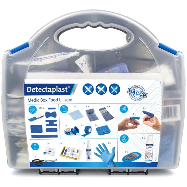 Detectaplast - Erste -Hilfe -Kitch Medic Box Food L, HACCP -Inhalte bis zu 20 Personen