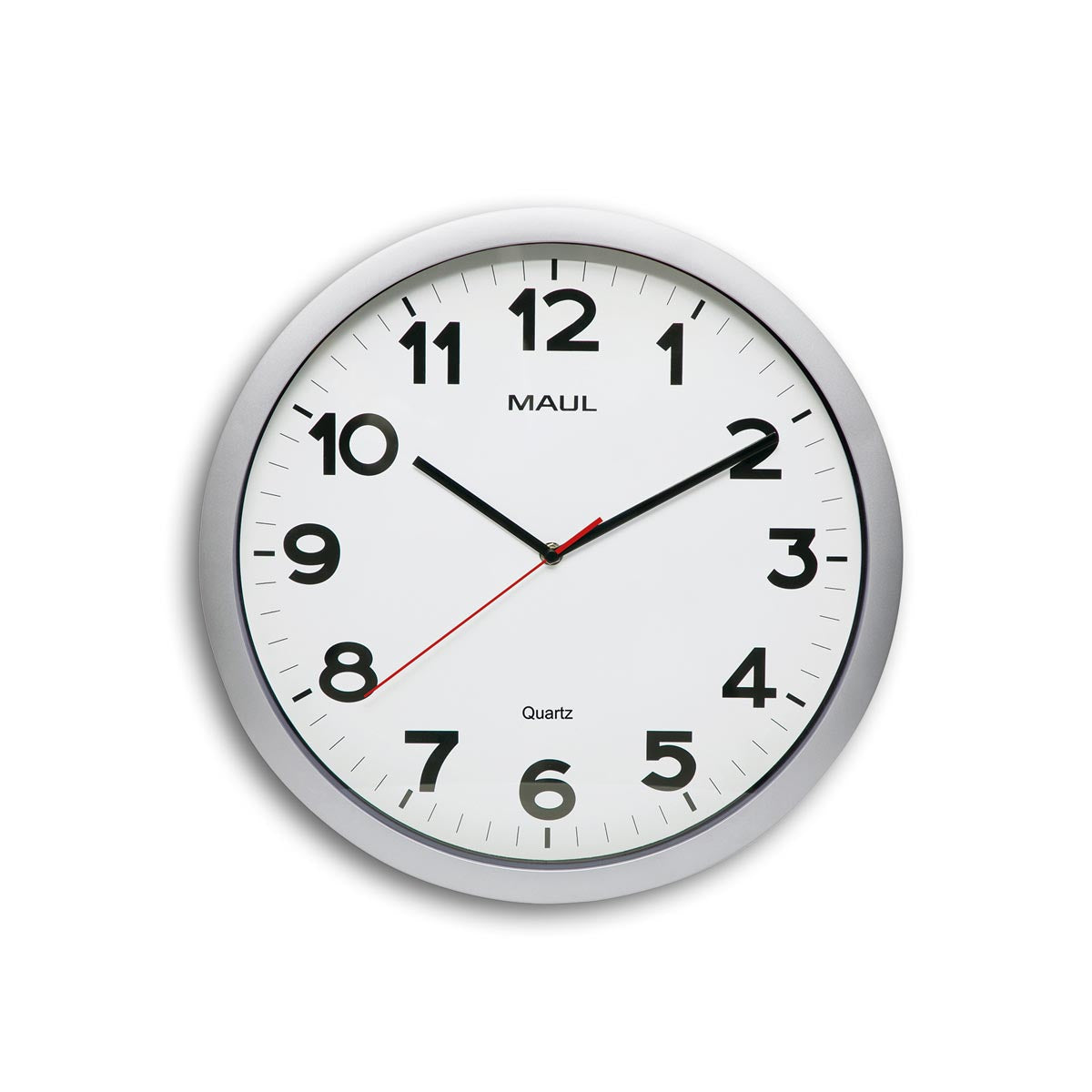 MAUL - Wall clock Step Quartz Ø40x5cm plastic silver/white, silently rotating
