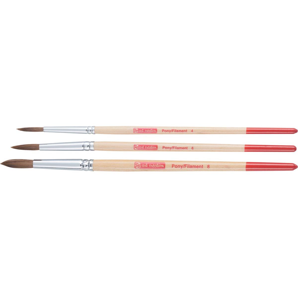 Talens Art Creation - Set di pennelli per acquerello Art Creation in cavallino e poliestere, set di 3 pennelli