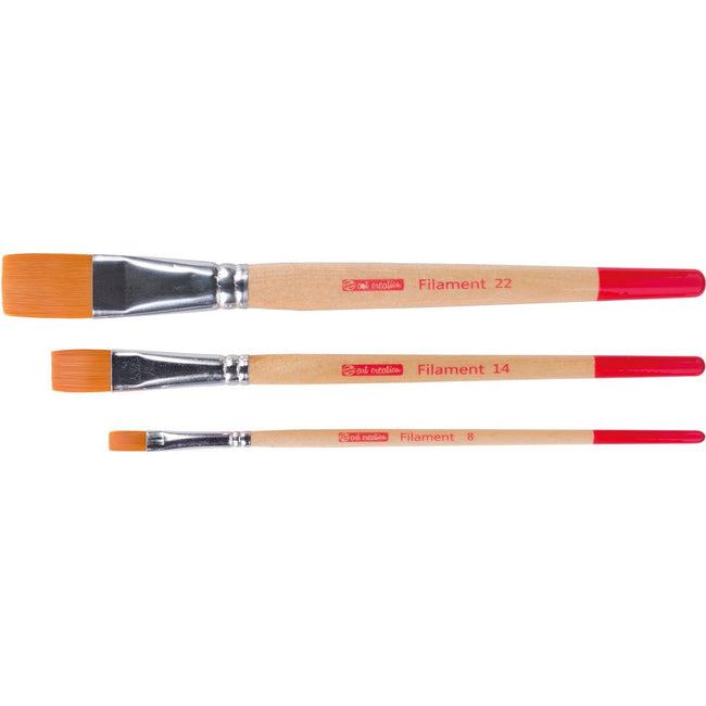 Talens Art Creation - Pennelli per acquerello Art Creation piatti in poliestere, set di 3 pennelli