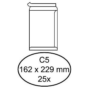 Quantore - Enveloppe acte C5 162x229mm auto-adhésif blanc 25 pièces | 20 pièces