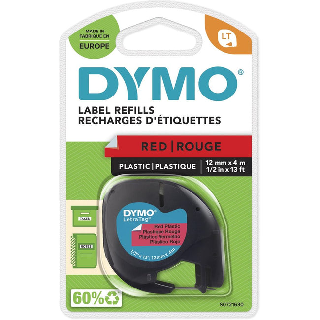 Dymo -  LetraTAG e 12 mm, plastic rood