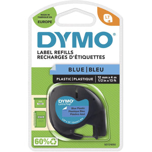 Dymo - Labele LetraTag plastic 12mm black on blue