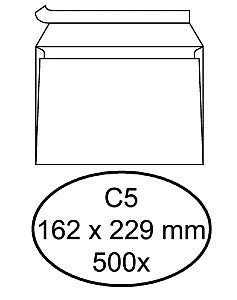 Quantore - Enveloppe Bank C5 162x229mm auto-adhésif blanc 500 pièces