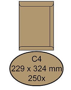 Quantore - Envelop akte C4 229x324mm bruinkraft 250 stuks