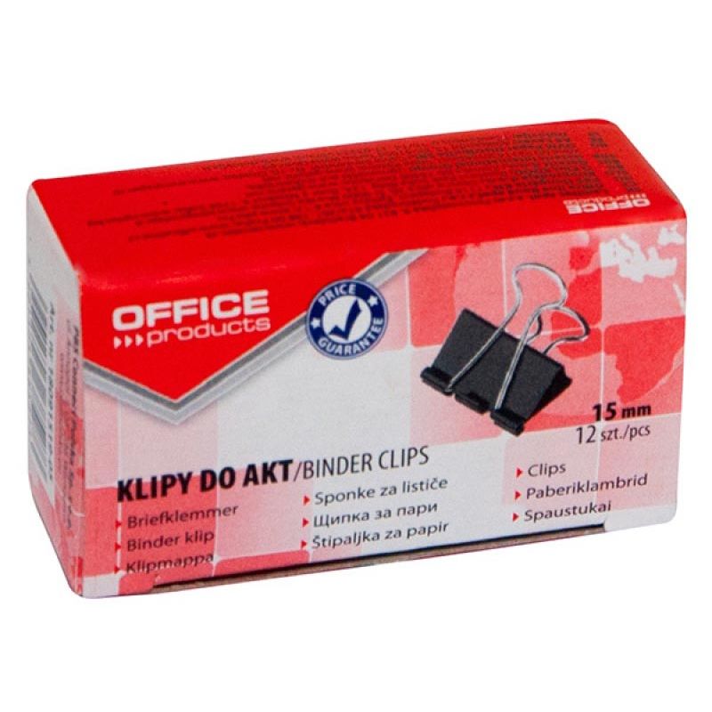 OFFICE products -   foldbackclip, zwart, 15 mm, doos van 12 stuks