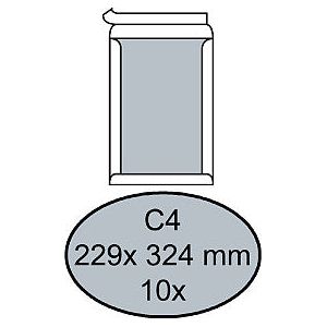 Quantore - enveloppe Bordrug C4 229x324mm-Adhésive blanc 10 pièces