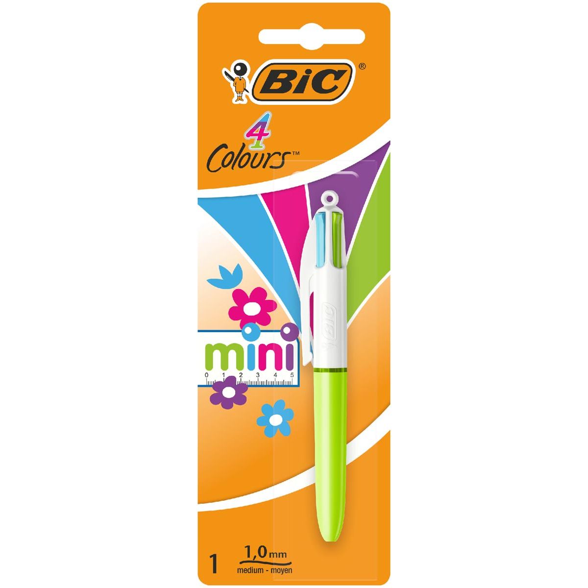 Bic - Colours Mini 4-kleurenbalpen, medium, pastel inktkleuren, op blister