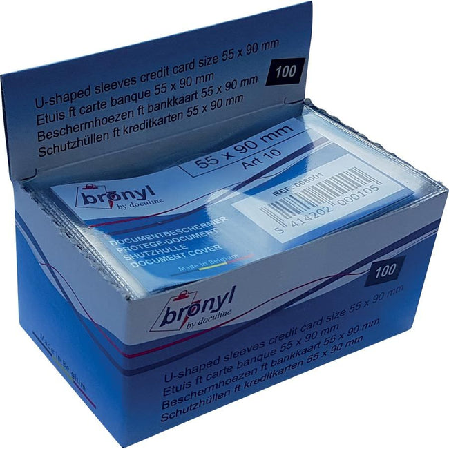 Bronyl -   U-mapje uit transparante PVC van 140 micron, ft kredietkaart, display van 100 stuks
