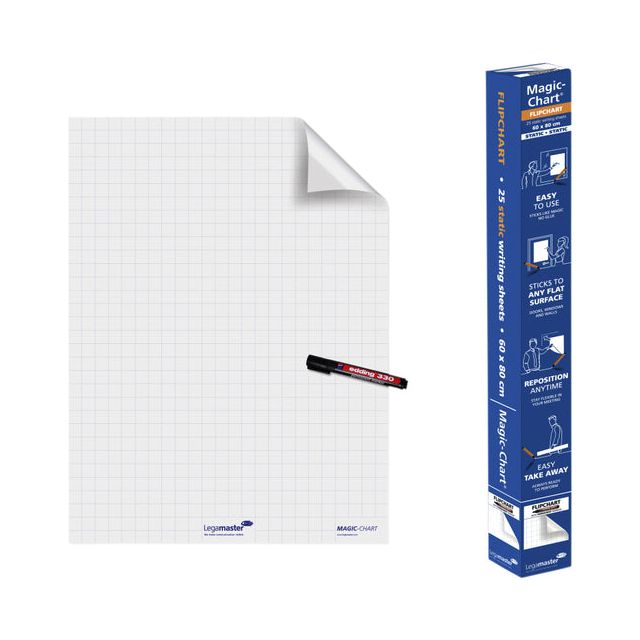 Legamaster - Magic -Chart Legamaster Whiteboard 60x80cm Fenster | Rolle A 25 Blatt | 4 Stück