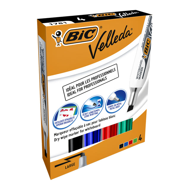 Bic - Viltstift 1781 whiteboard schuin ass 3.2-5.5mm set à 4st