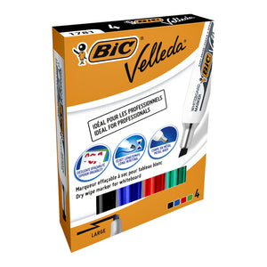 Bic - Filzstift Velleda 1781 Whiteboard schräg groß sortiert 4 Stück