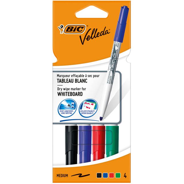 BIC - Felt -tip Pen Bic 1744 BLANC BLAND AUTOR M Assorti | Enui un 4 pièces