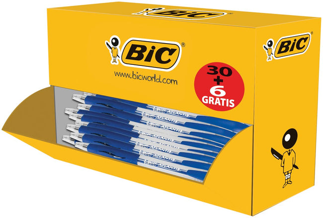 Bic - Bolígrafo Atlantis classic grip clic M azul pack económico 30+6 gratis