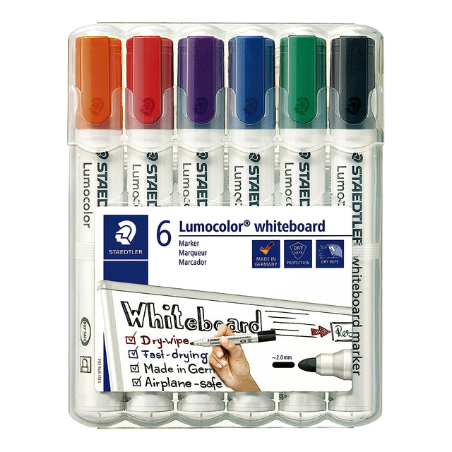 Staedtler - Viltstift Lumocolor 351 whiteboard set à 6 stuks assorti