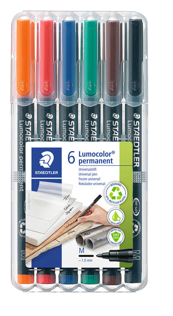 Staedtler - Viltstift Lumocolor 317 permanent M set à 6 stuks