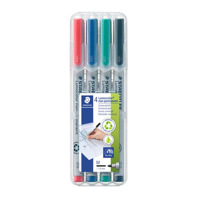 Staedtler - Lumocolor 315, OHP -Marker, nicht dauerhaft, 1,0 mm, Kiste mit 4 Teilen in verschiedenen Farben