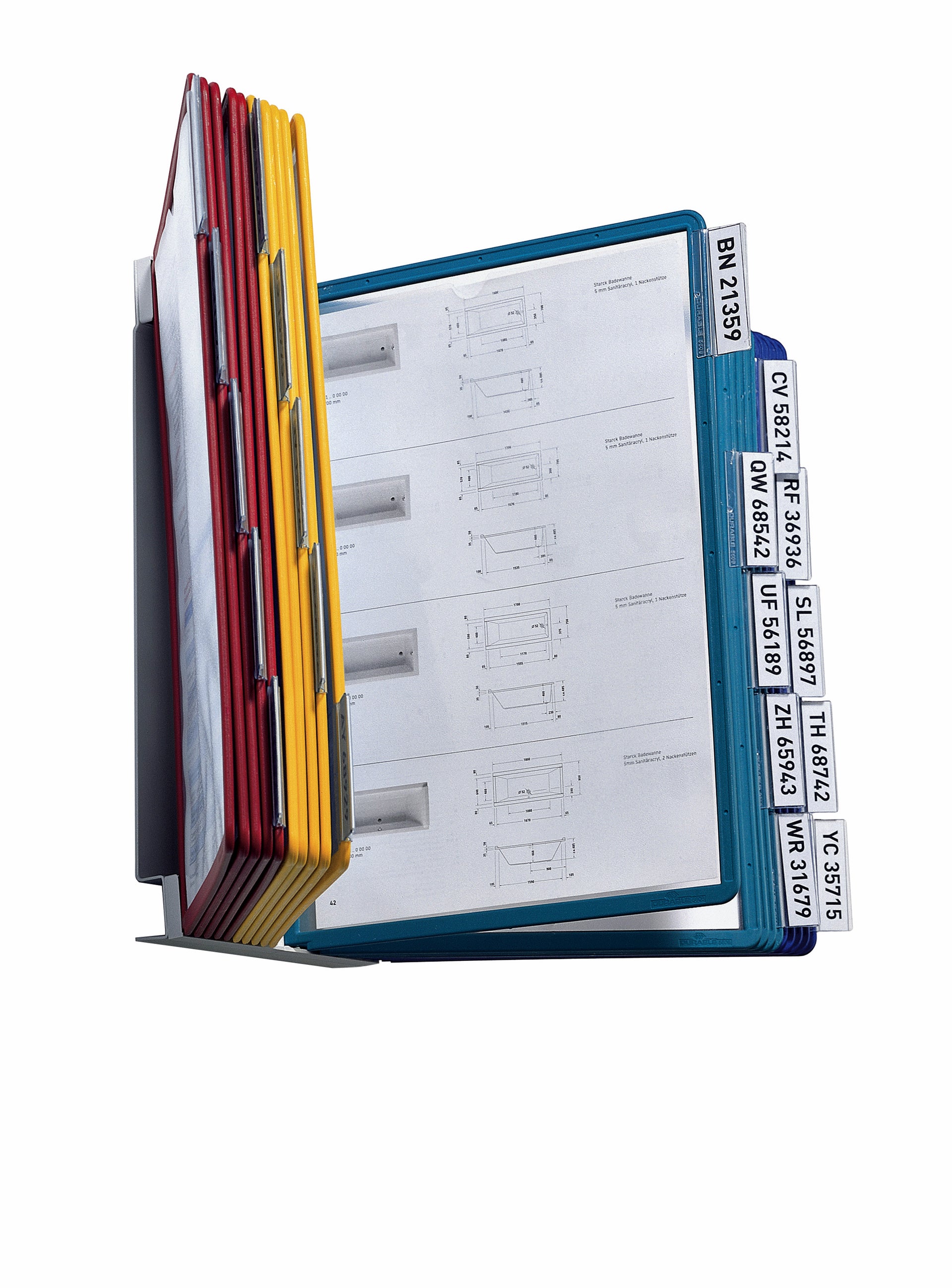 Durevole - Elemento da parete Vario Wall con 20 tasche A4 assortite