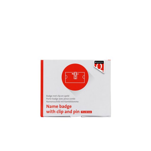 Quantore - Badge with clip and pin 40x75mm