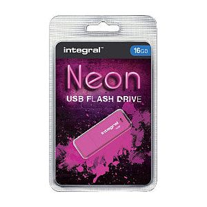 Integral - Usb-stick integral fd 16gb neon roze | Blister a 1 stuk