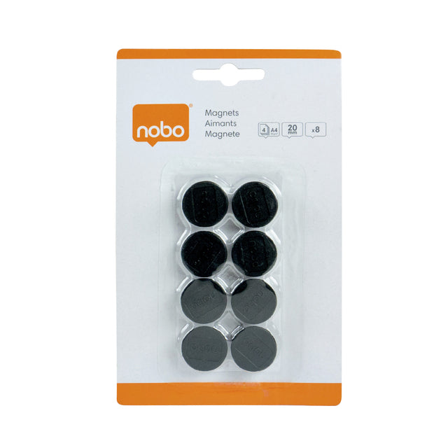 NOBO - MAGNET NOBO 20 mm noir | Blister une pièce à 8 ans | 10 morceaux