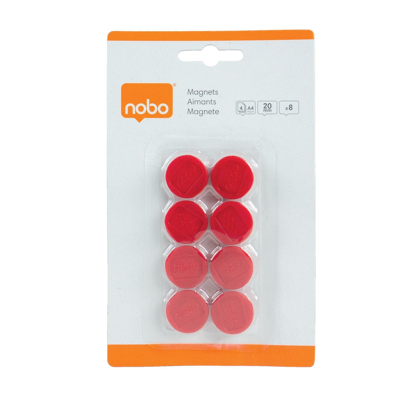 Nobo -  Magneet 20mm rood 8 stuks